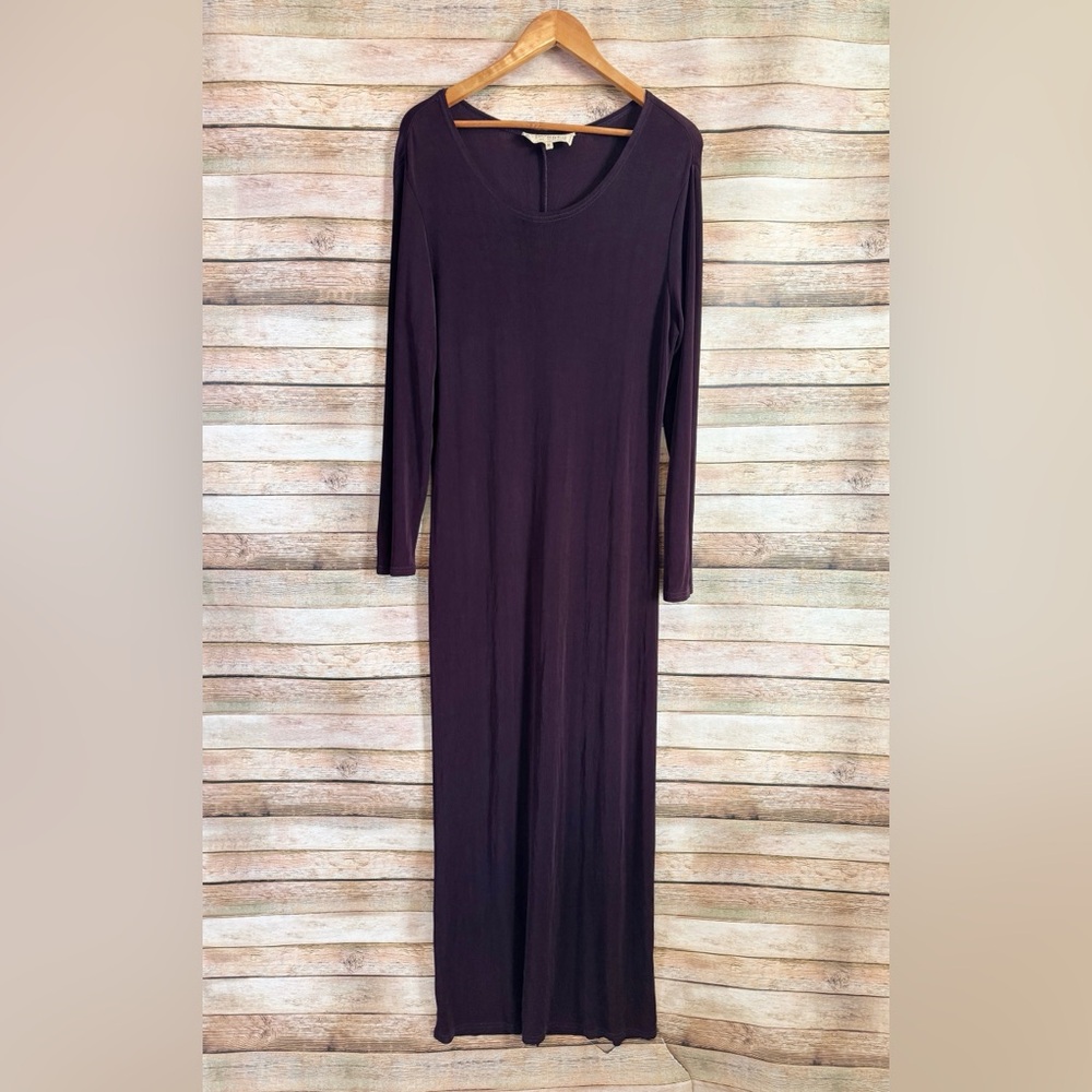 Double D Ranch Women's Purple Slinky Stretch Long Sleeve Maxi Dress Size Medium